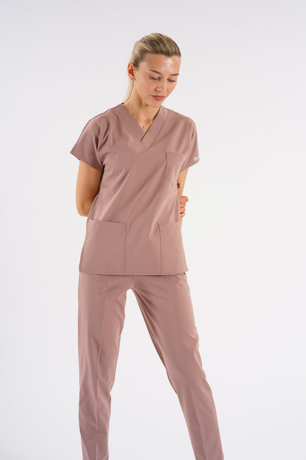 Dr.greys Modeli Pudra Royal Çift Yön Likralı Premium Scrubs
