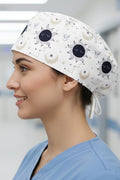 Güneş Space Desenli Cerrahi Bone Unisex – Likralı Doktor Hemşire Bonesi - Güneş Space