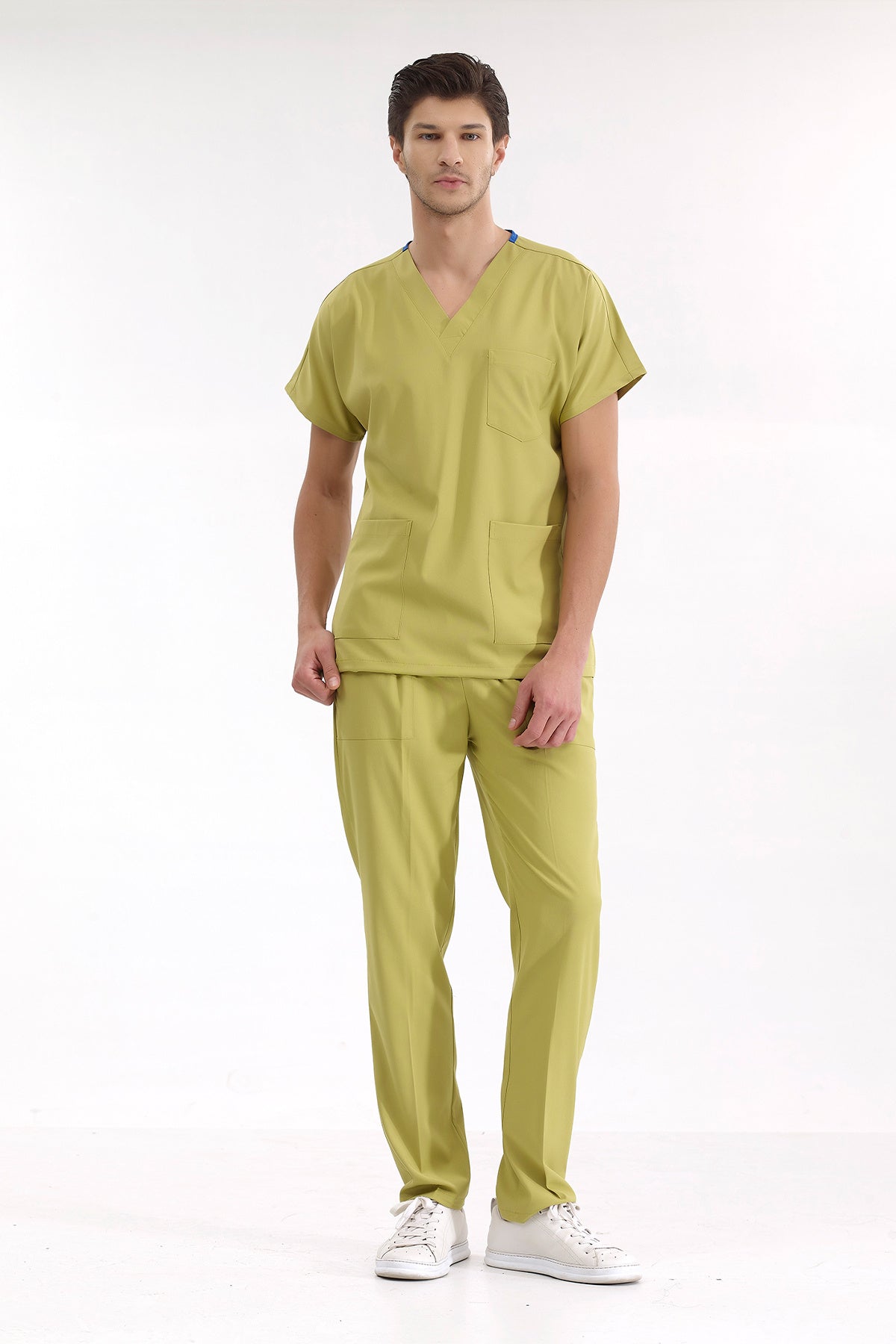 Antep Fıstığı Lüks Likralı Greys Alt Üst Takım Doktor Hemşire Scrubs Üniforma