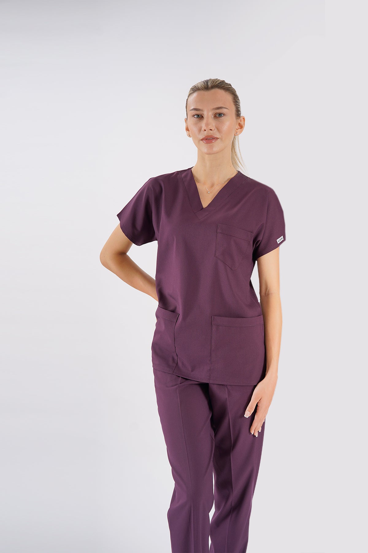 Mürdüm Dr. Greys Modeli Likralı Hemşire Forması Unisex Yarasa Kol Doktor Scrubs Hastane Takımı