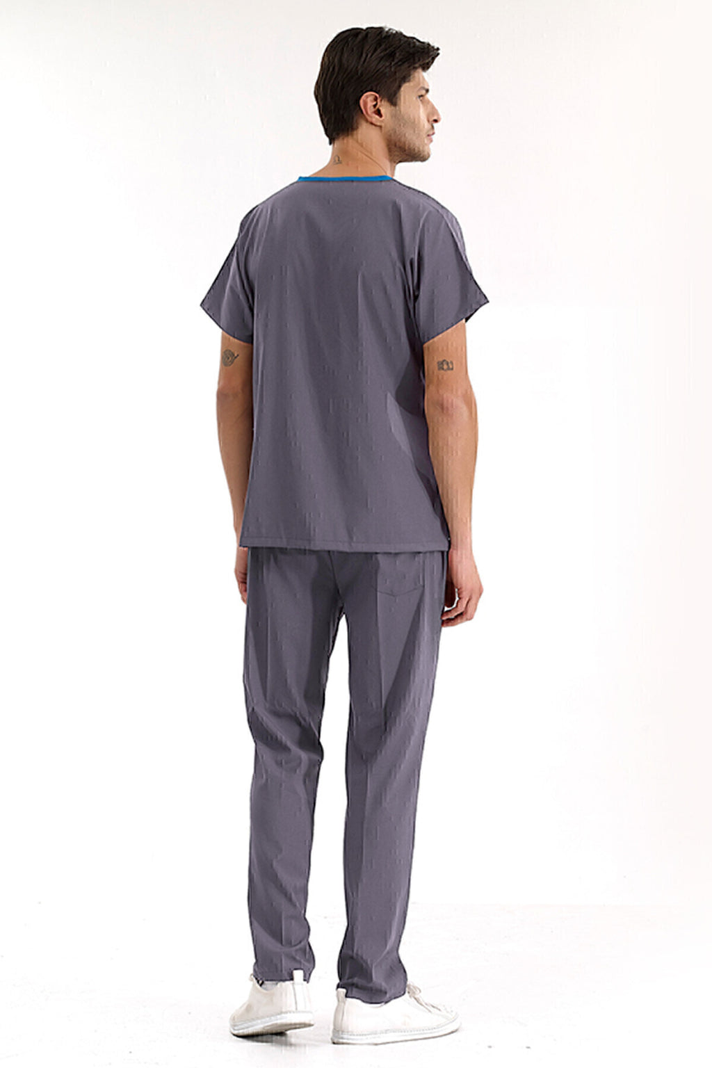Kurşuni Gri Lüks Likralı Greys Alt Üst Takım Doktor Hemşire Scrubs Üniforma