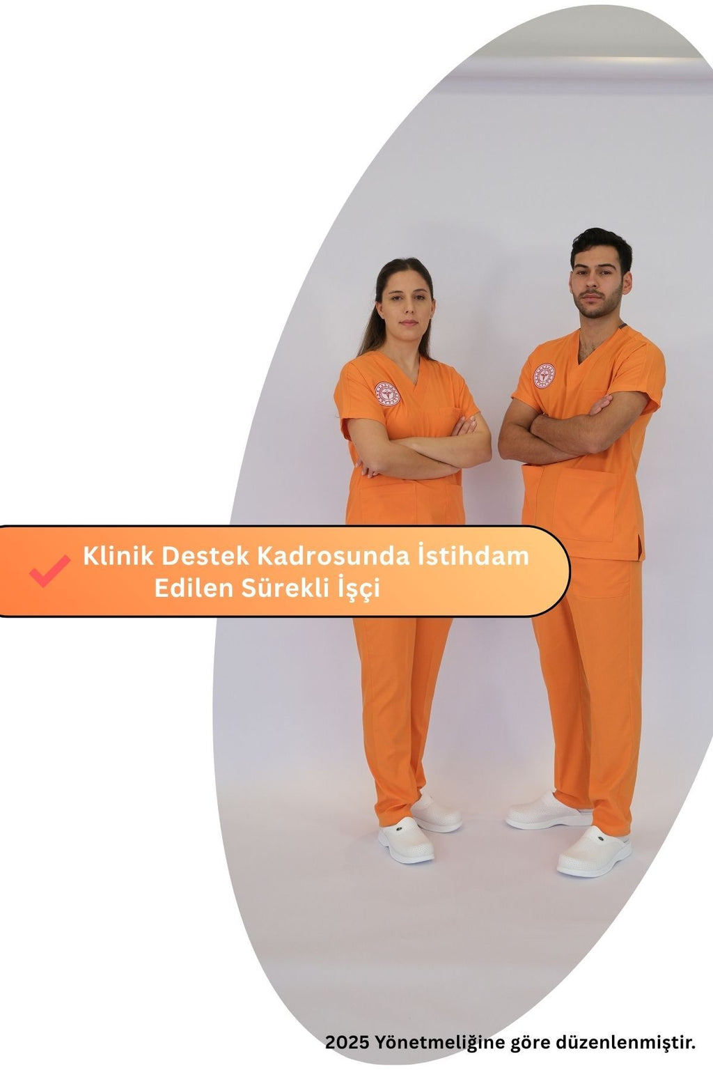 Klinik Destek Forması Scrubs Likralı Takım Yeni Yönetmeliğe Uyumlu-Orange Ochre