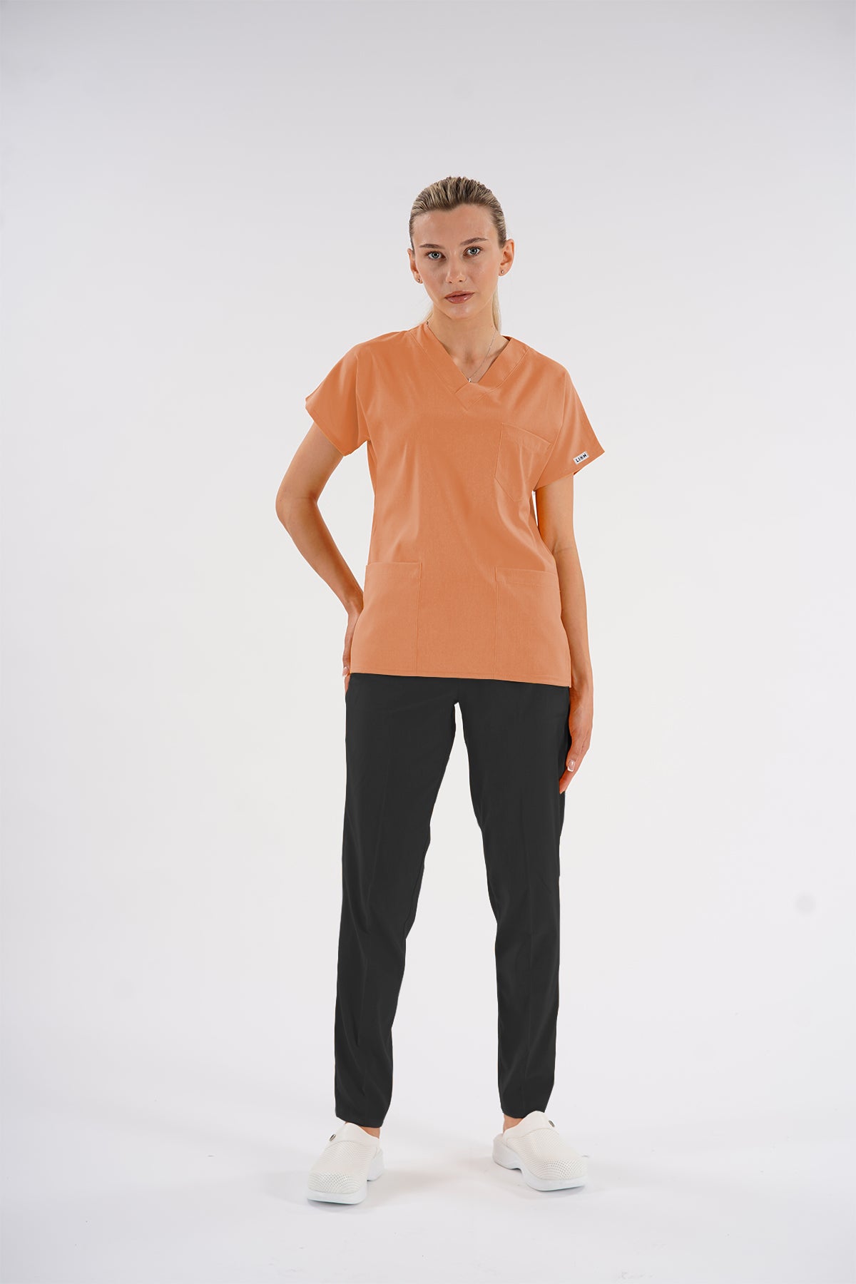 Somon Dr.Greys Modeli Soft Likralı Hemşire Doktor Forması Scrubs Tek Üst Unisex Yarasa Kol