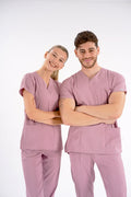 Gül Kurusu Dr. Greys Modeli Likralı Hemşire Forması Unisex Yarasa Kol Doktor Scrubs Hastane Takımı