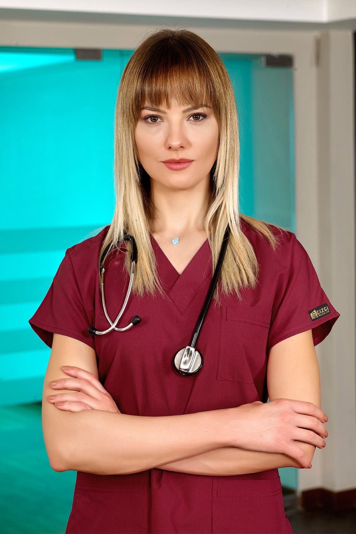 Dr Greys Terikoton Bordo Doktor Hemşire Forması Medikal Forma Cerrahi Takım Ince Kumaş (ALT ÜST)