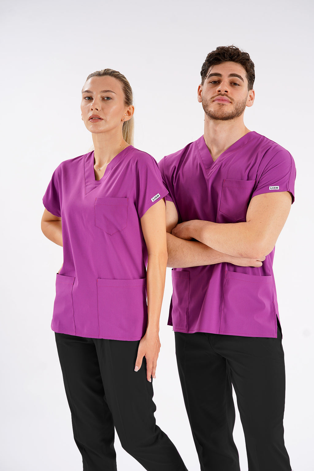 Menekşe Dr.Greys Modeli Likralı Hemşire Doktor Forması Scrubs Tek Üst Unisex Yarasa Kol