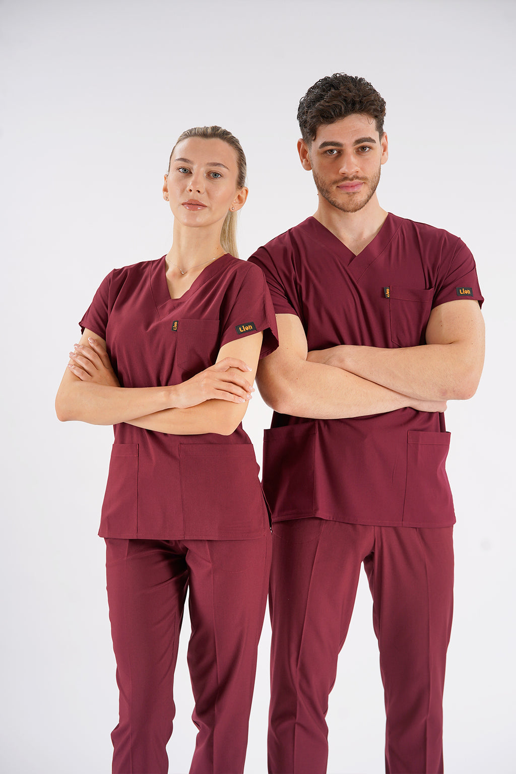 Bordo Dr. Greys Modeli Likralı Hemşire Forması Unisex Yarasa Kol Doktor Scrubs Hastane Takımı