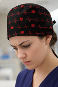 EKG Siyah Desenli Unisex Cerrahi Bone Hemşire ve Doktor Bone - EKG Siyah