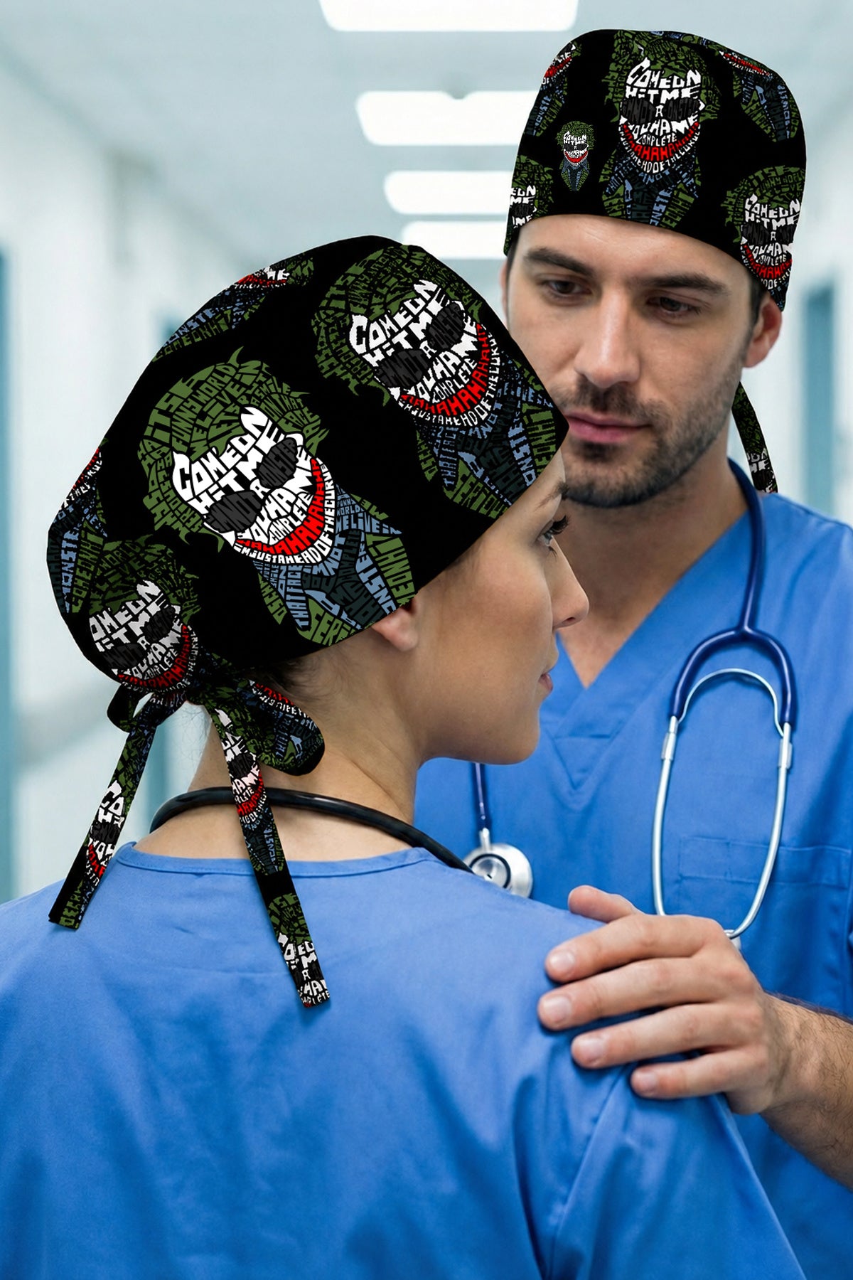JKR Desenli Unisex Cerrahi Bone Hemşire ve Doktor Bone - JKR