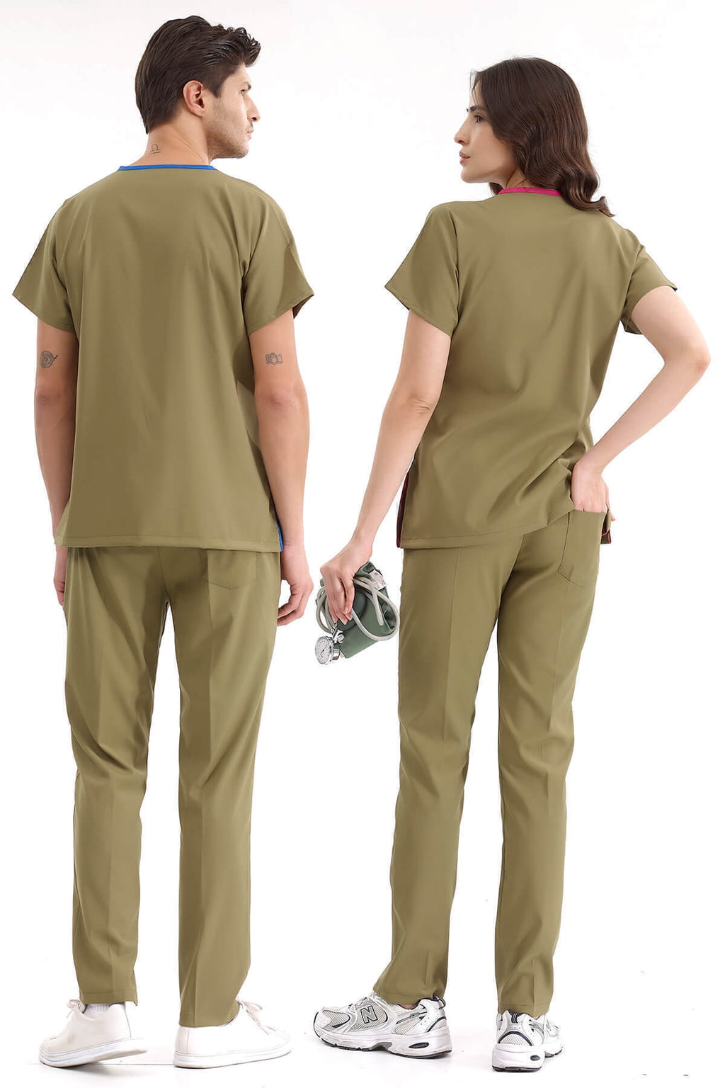 Haki Lüks Likralı Greys Alt Üst Takım Doktor Hemşire Üniforma