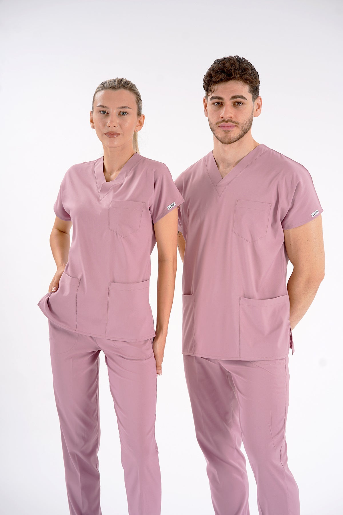 Gül Kurusu Dr. Greys Modeli Likralı Hemşire Forması Unisex Yarasa Kol Doktor Scrubs Hastane Takımı