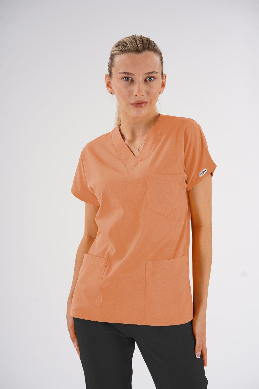 Somon Dr.Greys Modeli Soft Likralı Hemşire Doktor Forması Scrubs Tek Üst Unisex Yarasa Kol
