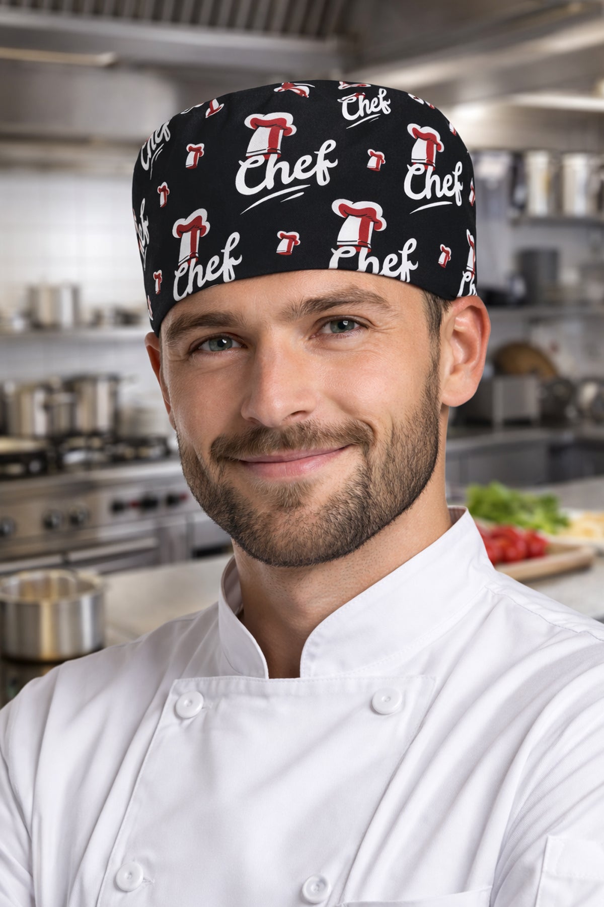 Chef Tasarımlı Aşçı Bonesi Unisex Şef Bone Erkek Kadın Mutfak Bonesi - Chef