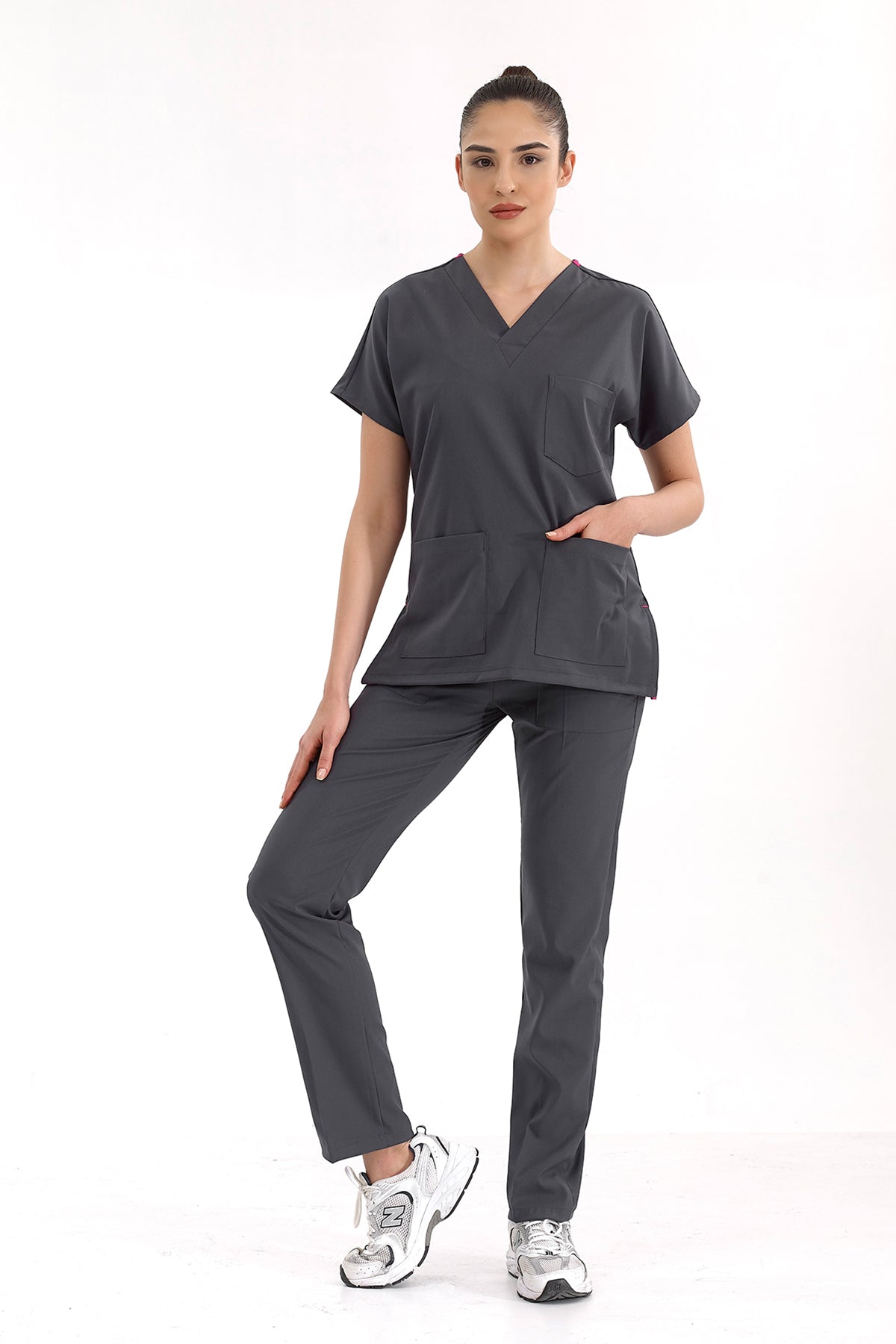 Füme Lüks Likralı Greys Alt Üst Takım Doktor Hemşire Scrubs Üniforma