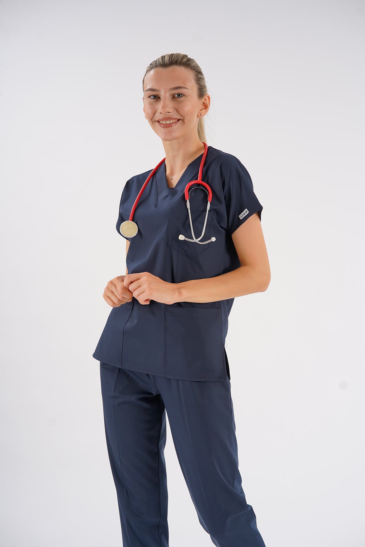 Dr.greys Modeli Lacivert Royal Çift Yön Likralı Premium Scrubs