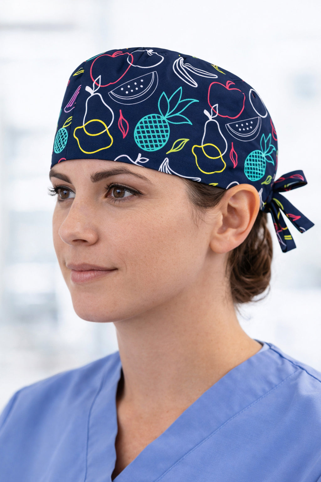Meyve Desenli Unisex Cerrahi Bone Hemşire ve Doktor Bone - Meyve Desen