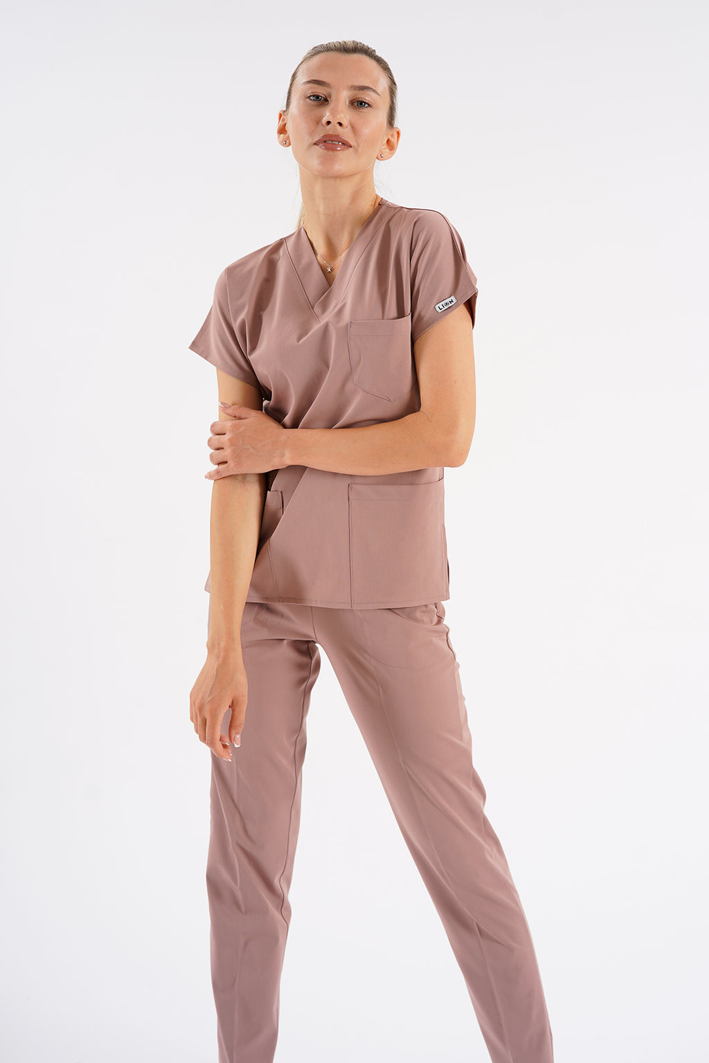 Dr.greys Modeli Pudra Royal Çift Yön Likralı Premium Scrubs