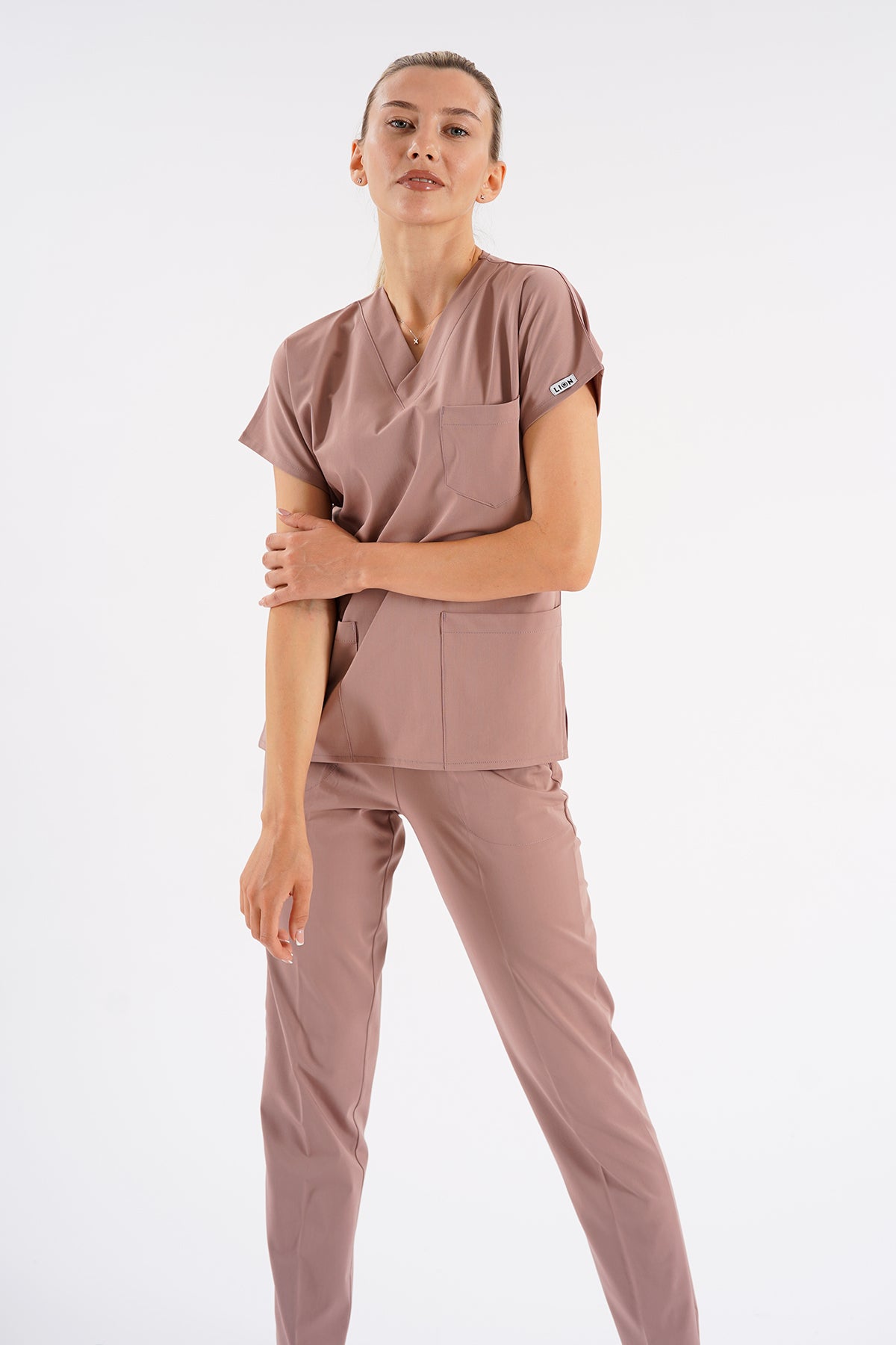 Dr.greys Modeli Pudra Royal Çift Yön Likralı Premium Scrubs