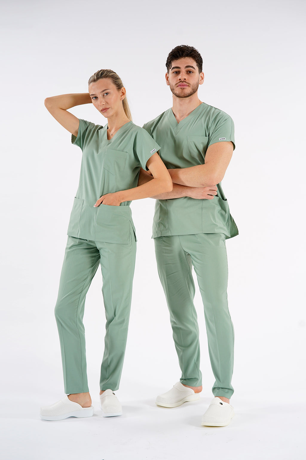 Küf Yeşili Dr. Greys Modeli Likralı Hemşire Forması Unisex Yarasa Kol Doktor Scrubs Hastane Takımı