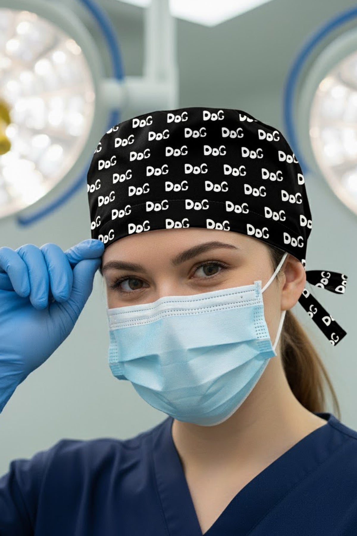 DOG Desenli Cerrahi Bone Unisex – Likralı Doktor Hemşire Bonesi - DOG