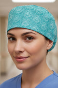 Rose Green Desenli Cerrahi Bone Unisex – Likralı Doktor Hemşire Bonesi - Rose Green