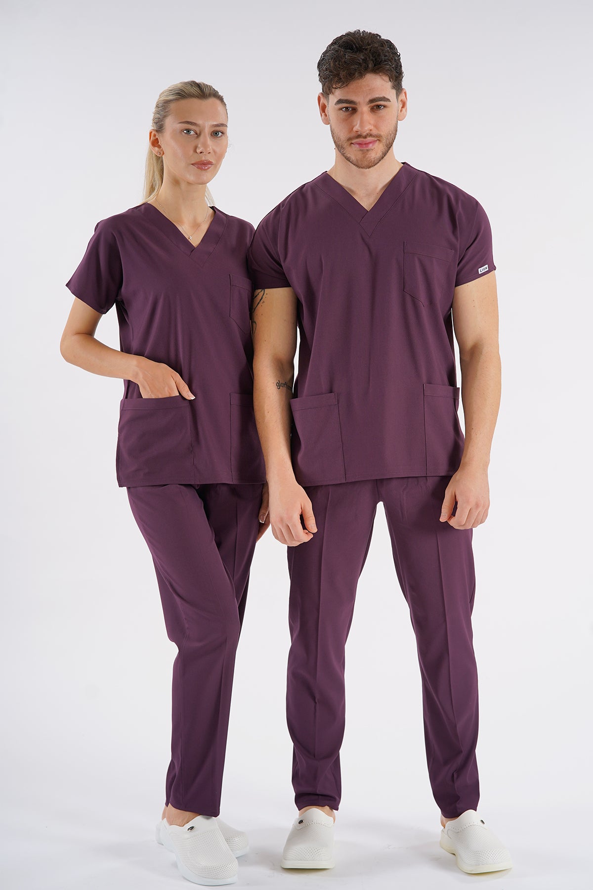 Mürdüm Dr. Greys Modeli Likralı Hemşire Forması Unisex Yarasa Kol Doktor Scrubs Hastane Takımı