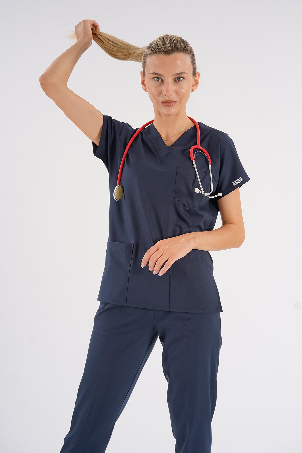 Dr.greys Modeli Lacivert Royal Çift Yön Likralı Premium Scrubs