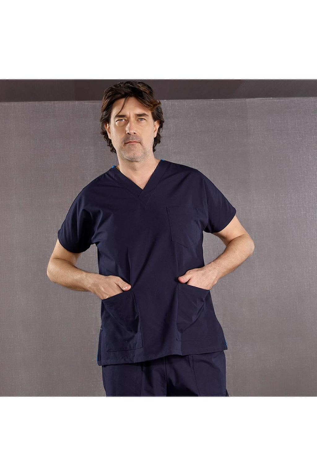 Lacivert Dr Greys Terikoton Doktor Hemşire Forması Medikal Forma Cerrahi Takım Ince Kumaş (ALT ÜST)