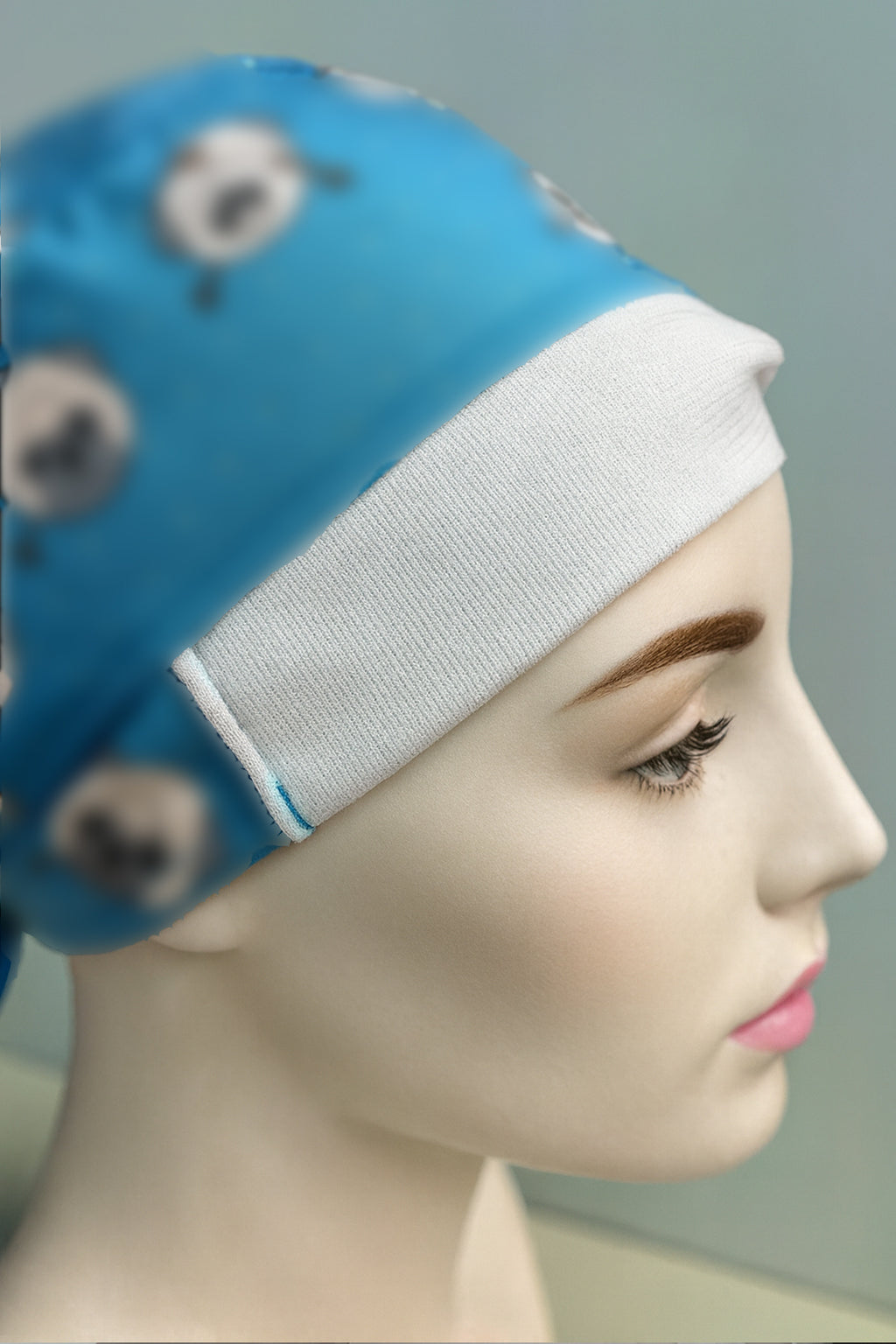 Renkli Kedi Kafası Desenli Cerrahi Bone Unisex – Likralı Doktor Hemşire Bonesi - Renkli Kedi Kafası