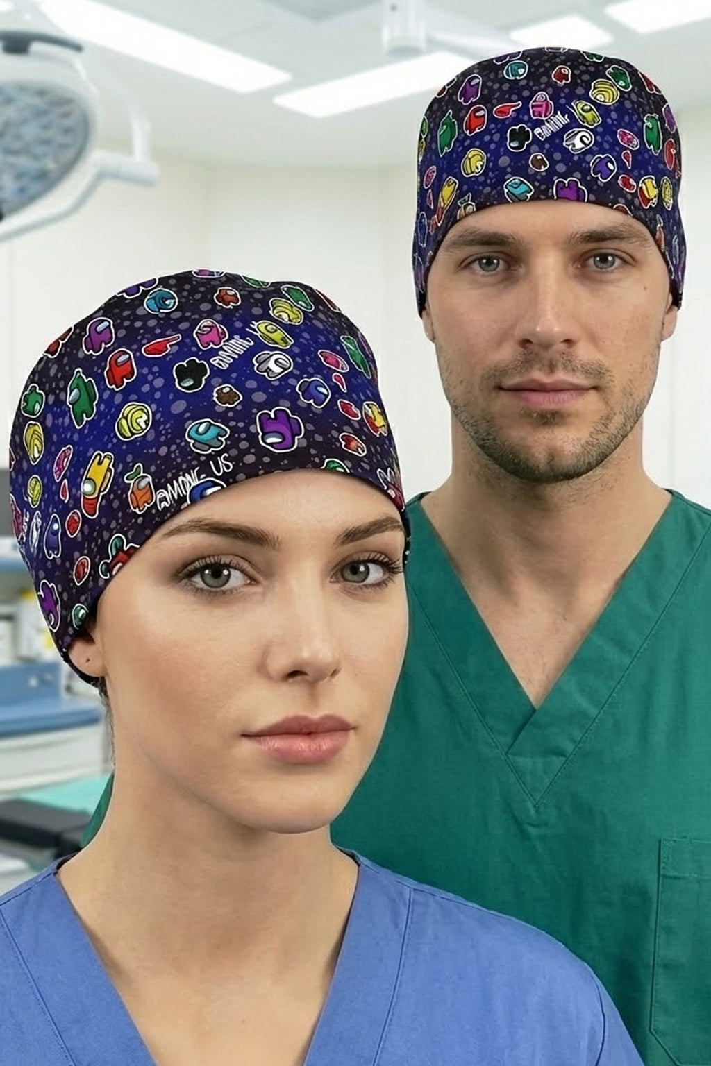 Among Us Desenli Unisex Cerrahi Bone Hemşire ve Doktor Bone - Among Us