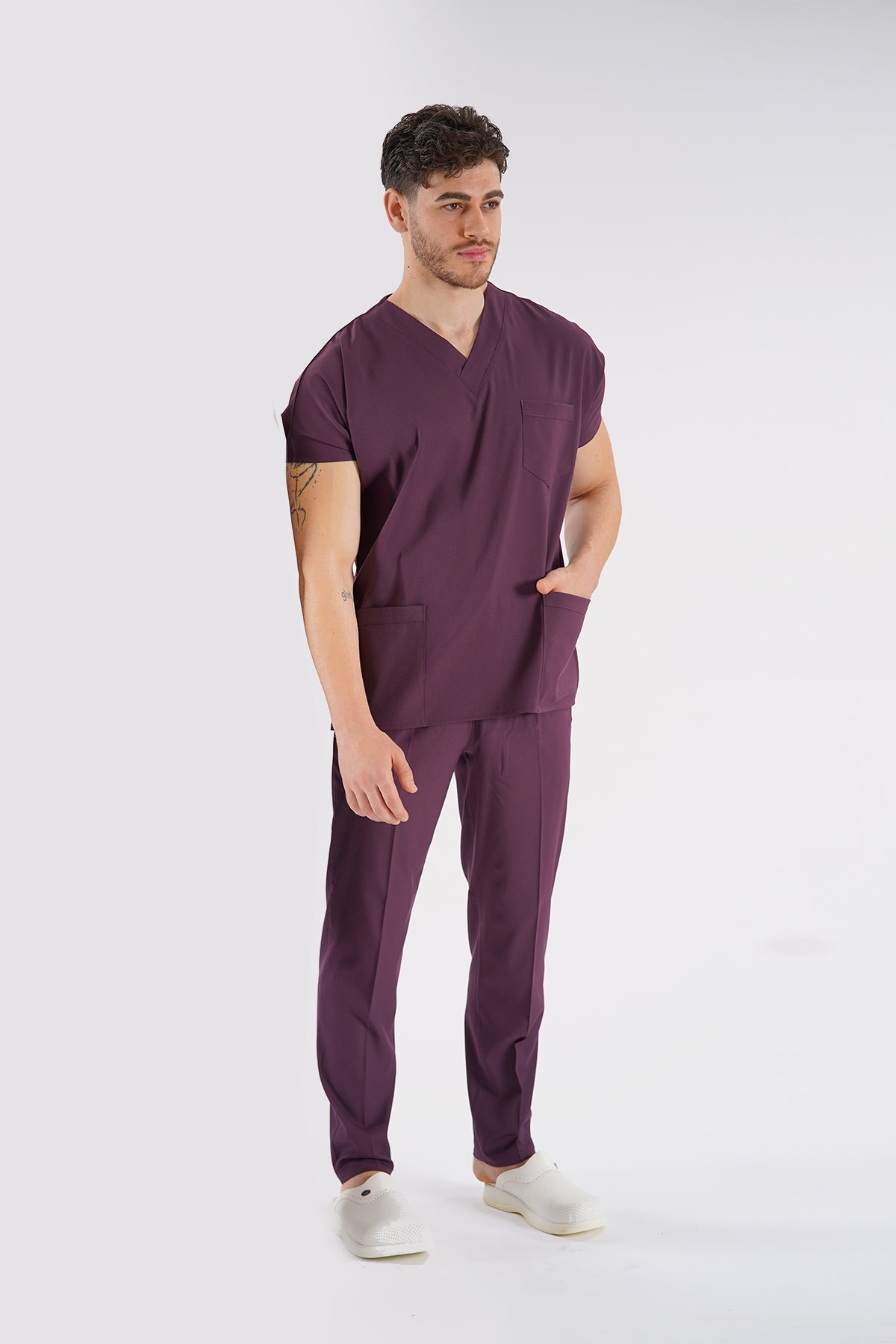 Mürdüm Dr. Greys Modeli Likralı Hemşire Forması Unisex Yarasa Kol Doktor Scrubs Hastane Takımı