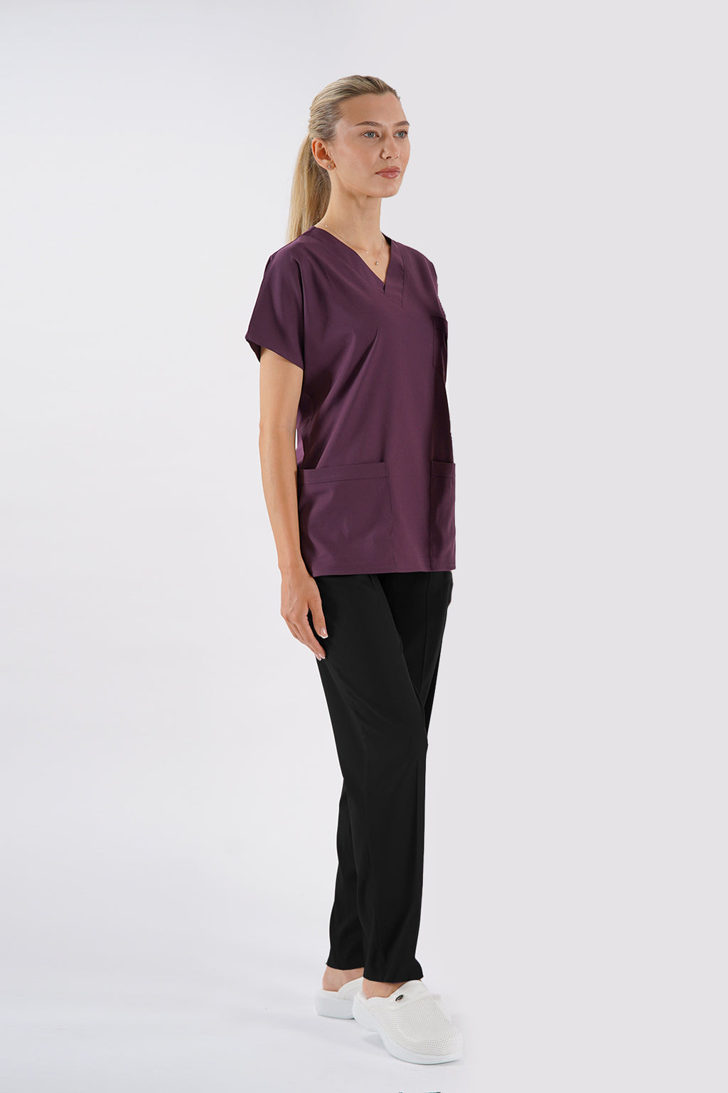 Mürdüm Dr.Greys Modeli Likralı Hemşire Doktor Forması Scrubs Tek Üst Unisex Yarasa Kol
