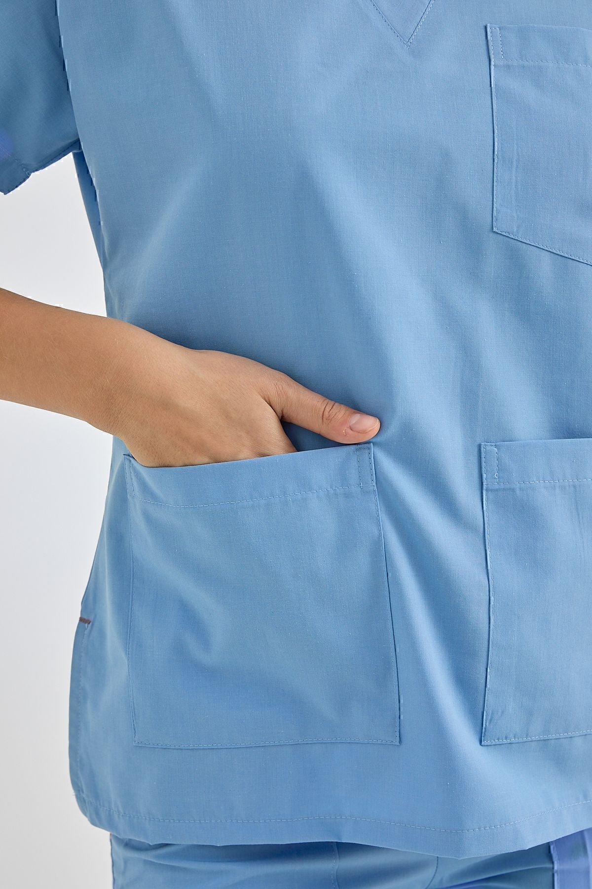 Dr Greys Terikoton Açık Mavi Doktor Hemşire Forması Medikal Forma Cerrahi Takım Ince Kumaş(ALT ÜST)