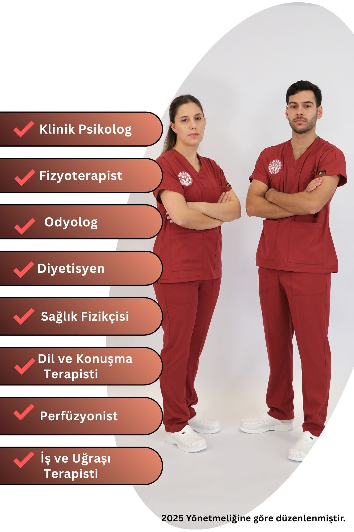 Lisans-Lisansüstü Sağlık Forması Scrubs Likralı Takım Yeni Yönetmeliğe Uyumlu-Biking Red