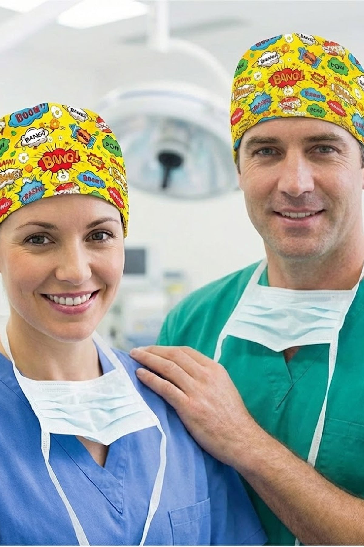 Bang Bang Desenli Cerrahi Bone Unisex – Likralı Doktor Hemşire Bonesi - Bang Bang