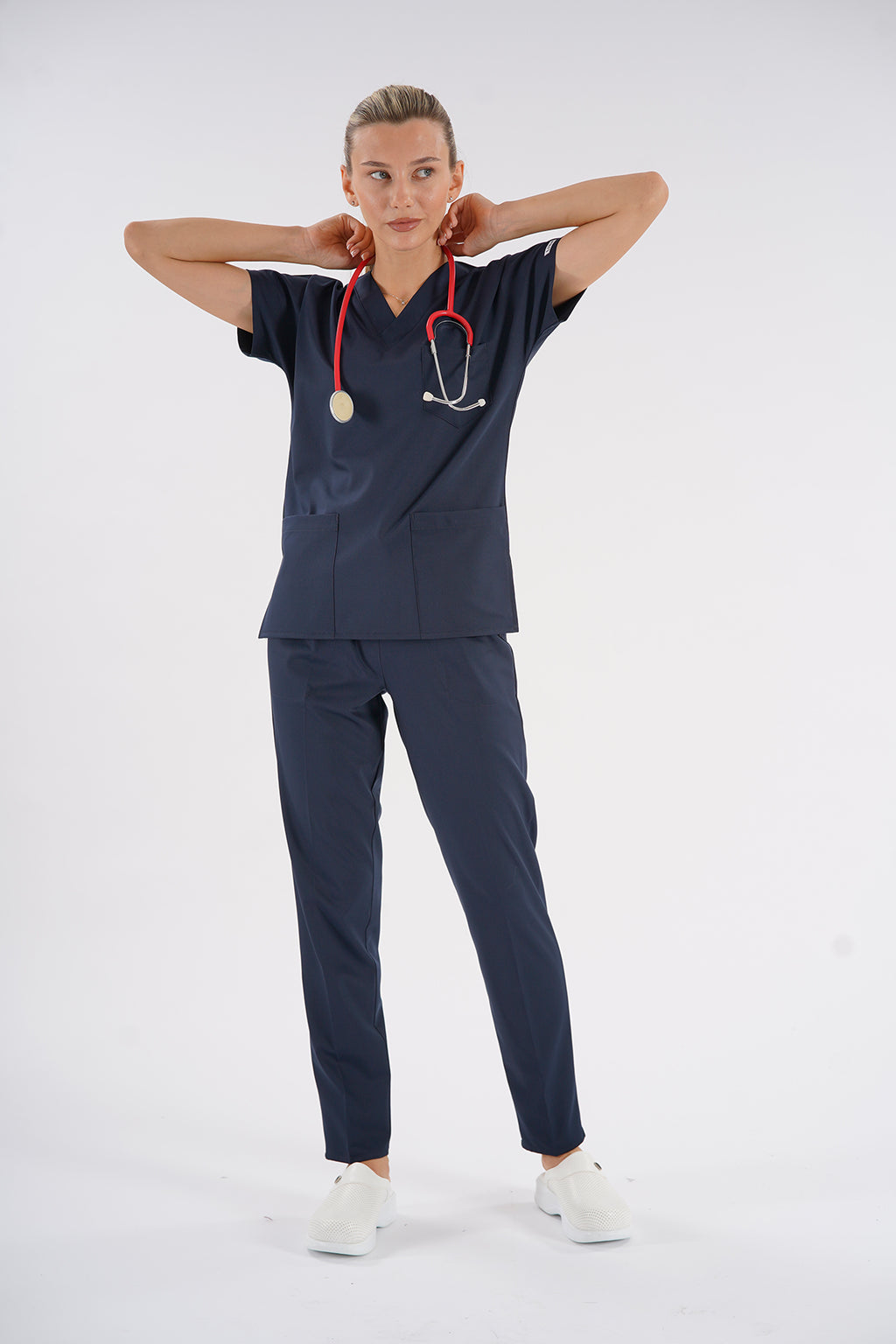 Dr.greys Modeli Lacivert Royal Çift Yön Likralı Premium Scrubs