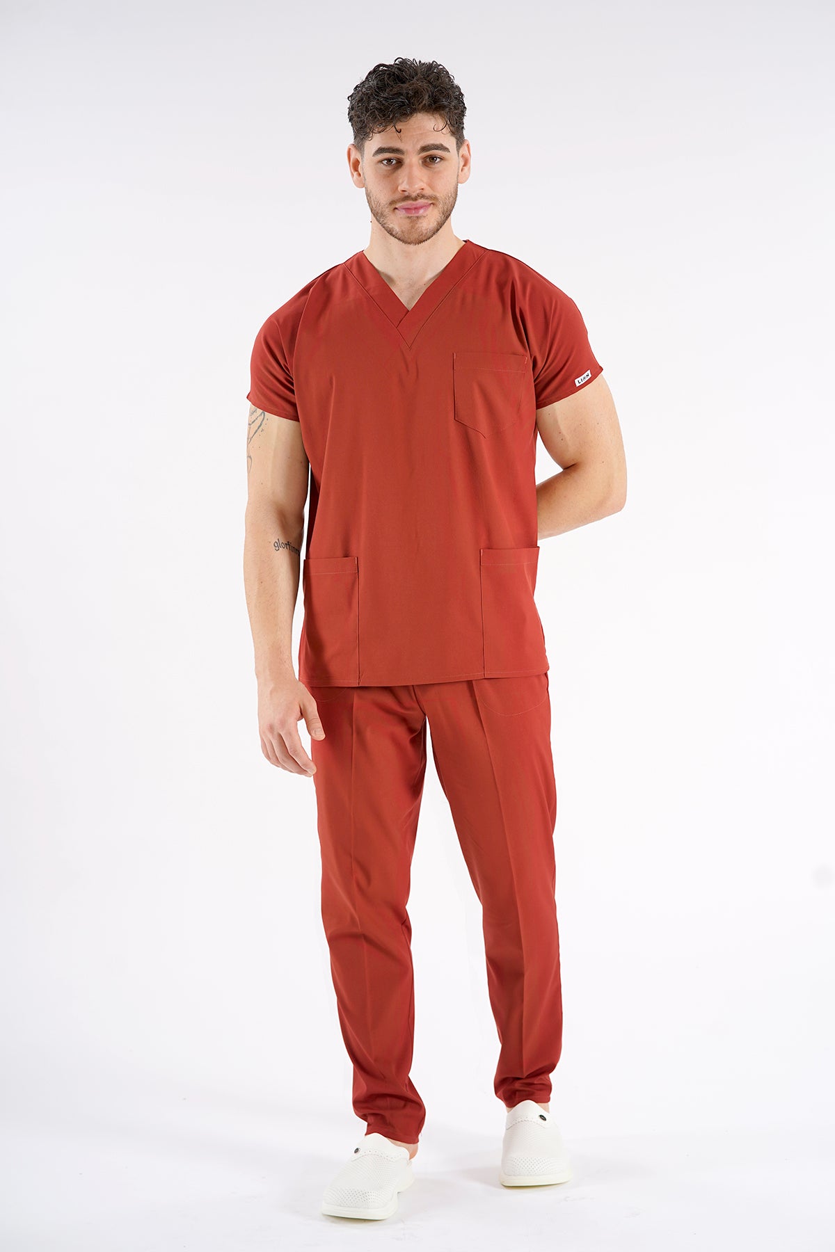 Kiremit Dr. Greys Modeli Likralı Hemşire Forması Unisex Yarasa Kol Doktor Scrubs Hastane Takımı
