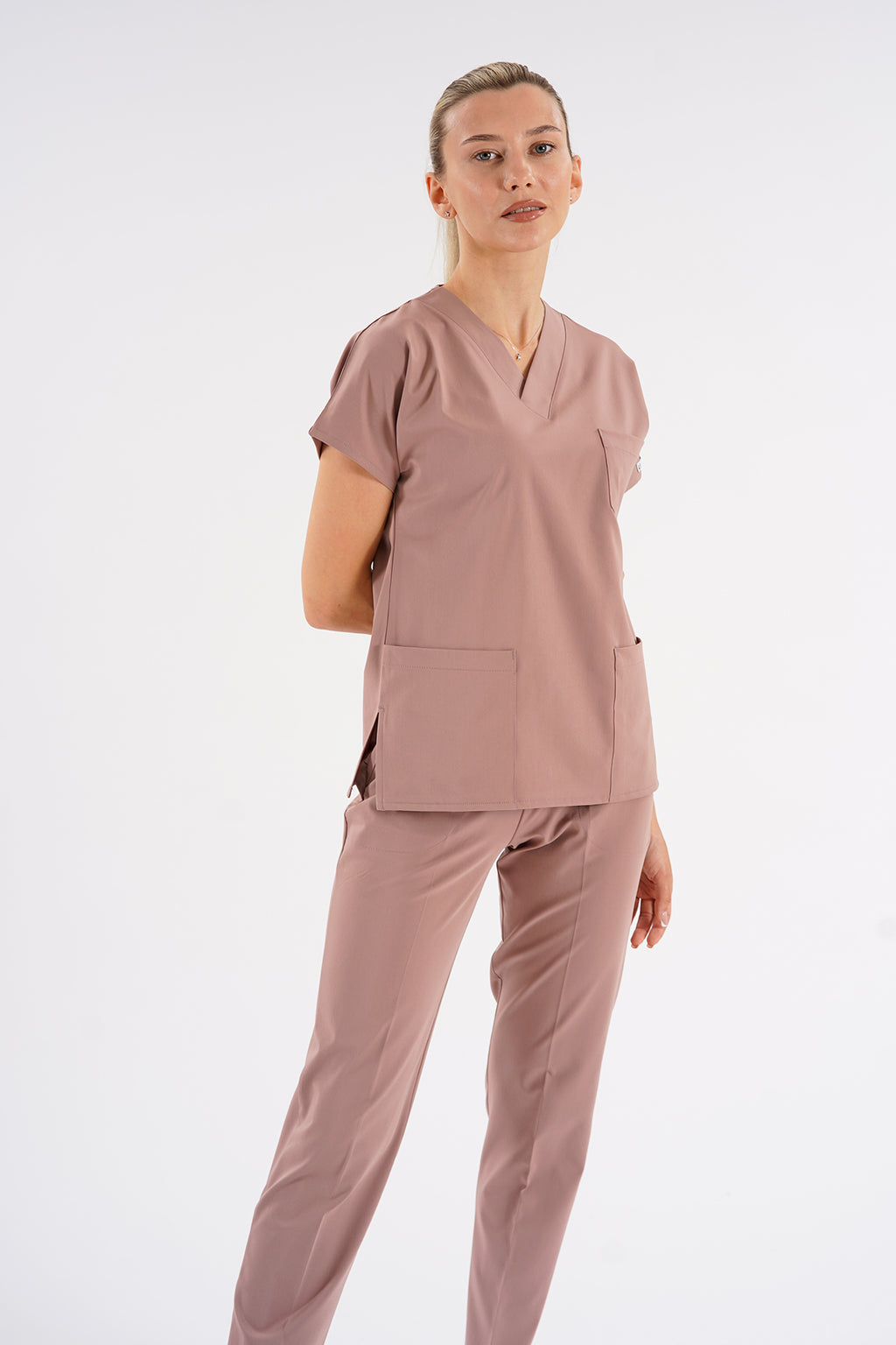 Dr.greys Modeli Pudra Royal Çift Yön Likralı Premium Scrubs