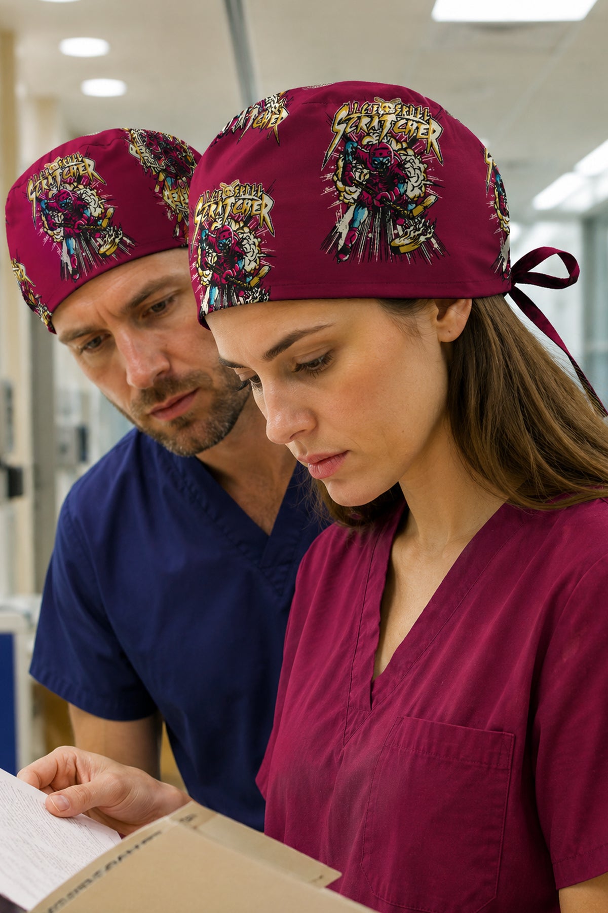Buz hokeyi Desenli Unisex Cerrahi Bone Hemşire ve Doktor Bone - Buz Hokeyi