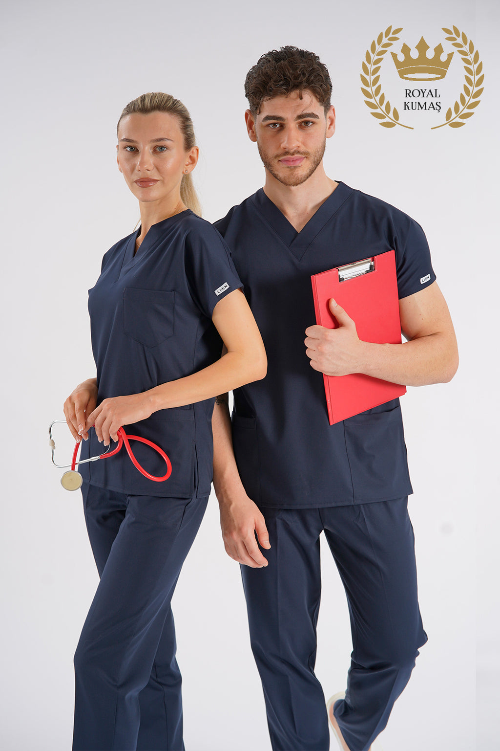Dr.greys Modeli Lacivert Royal Çift Yön Likralı Premium Scrubs