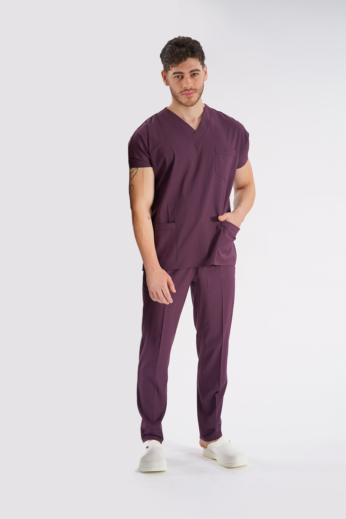 Mürdüm Dr. Greys Modeli Likralı Hemşire Forması Unisex Yarasa Kol Doktor Scrubs Hastane Takımı