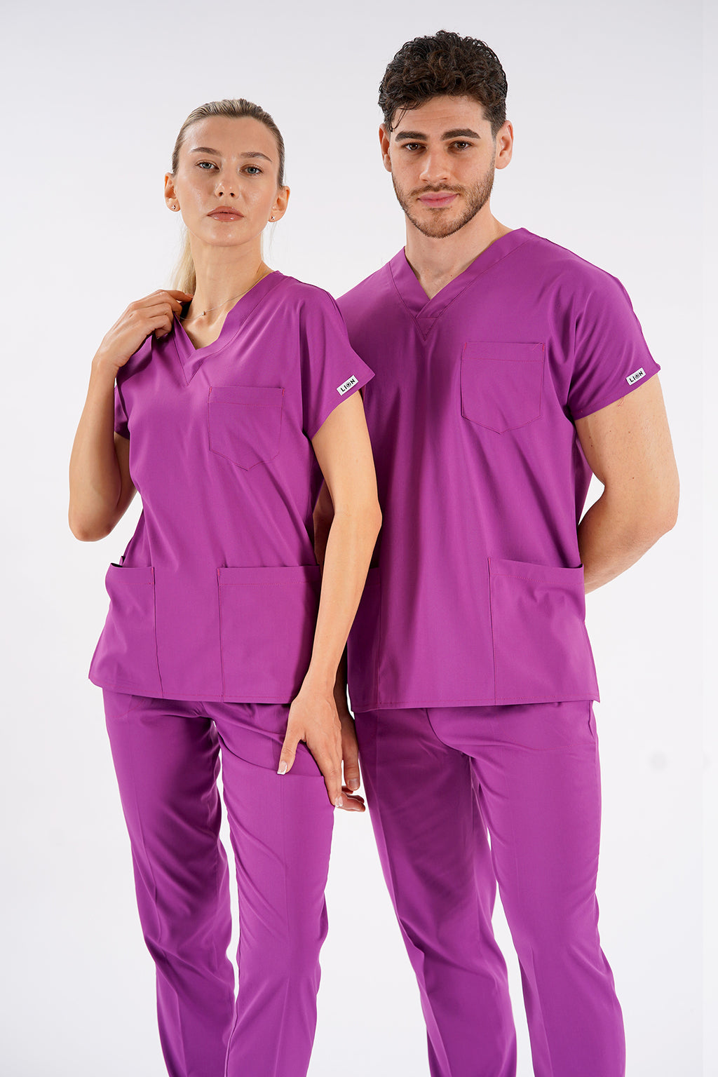 Menekşe Dr. Greys Modeli Likralı Hemşire Forması Unisex Yarasa Kol Doktor Scrubs Hastane Takımı