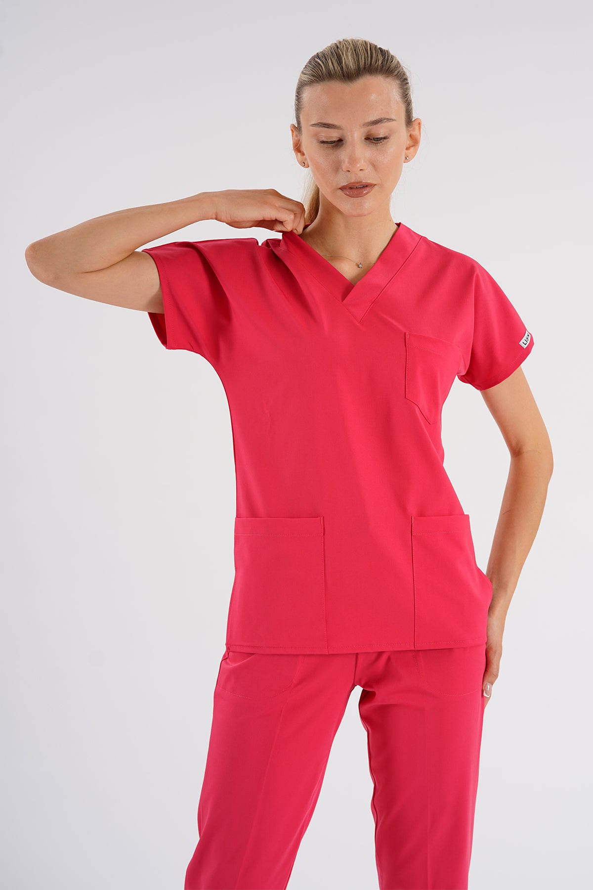Dr.greys Modeli Nar Çiçeği Royal Çift Yön Likralı Premium Scrubs
