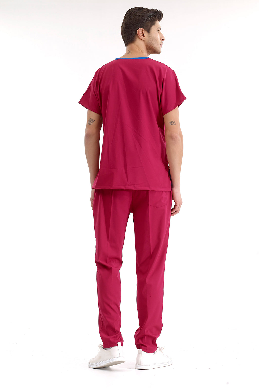 Vişne Lüks Likralı Üniforma Takımlar Yüksek Kaliteli Likralı Scrubs