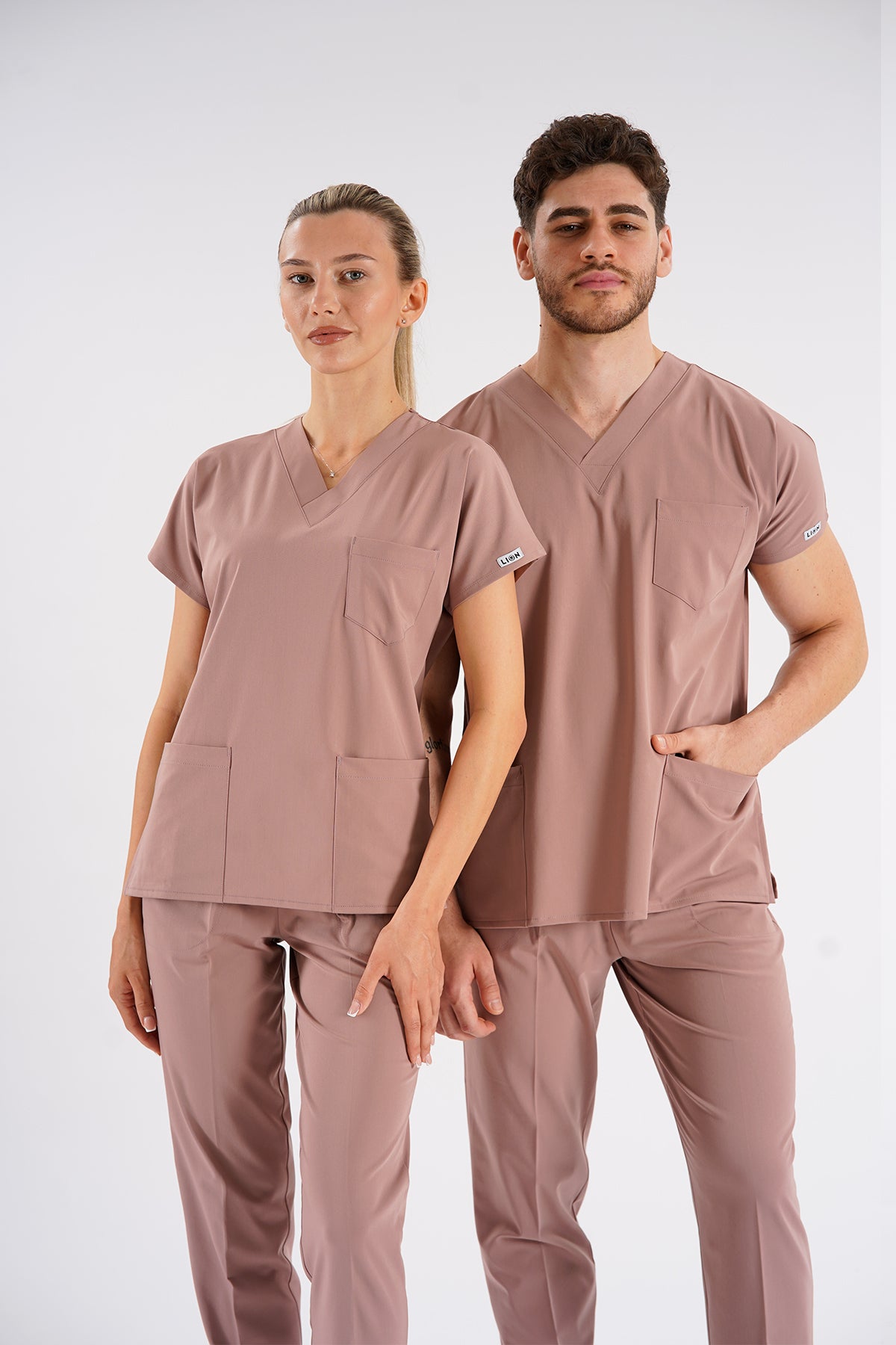 Dr.greys Modeli Pudra Royal Çift Yön Likralı Premium Scrubs