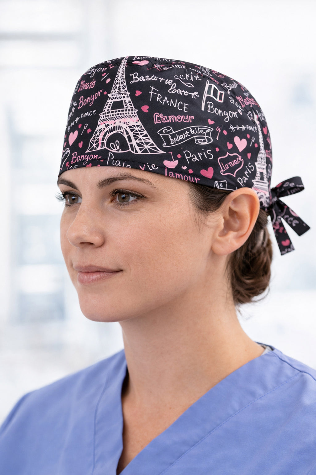 Paris Desenli Unisex Cerrahi Bone Hemşire ve Doktor Bone - Paris