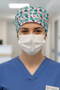 Sade Kuş Desenli Cerrahi Bone Unisex – Likralı Doktor Hemşire Bonesi - Sade Kuş