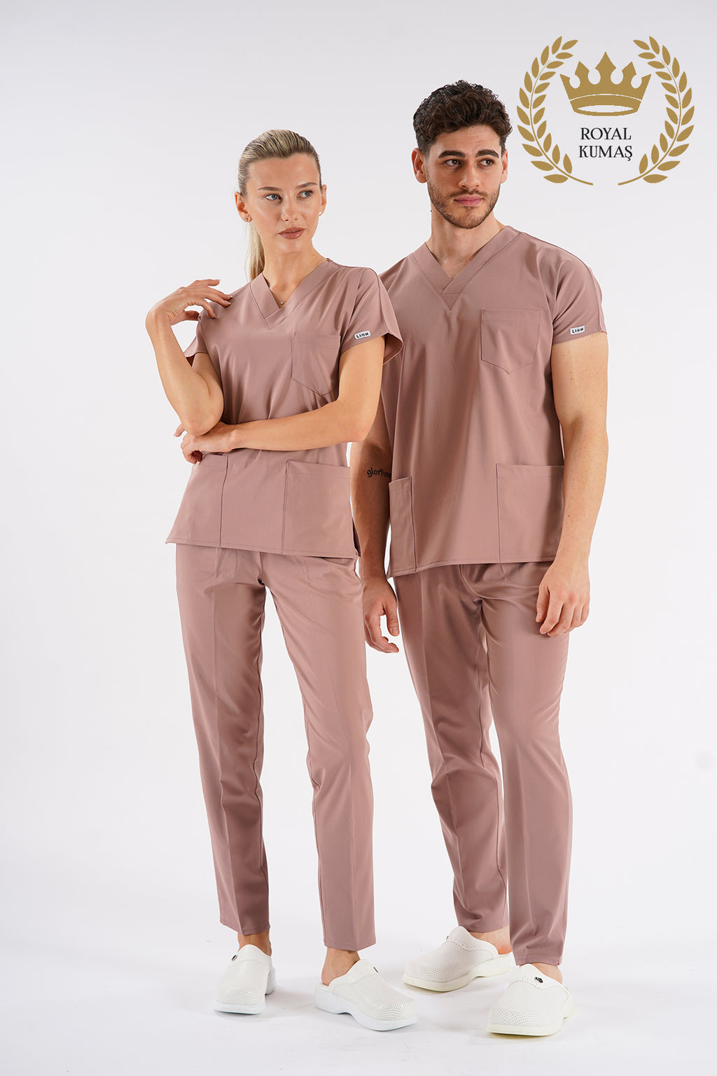 Dr.greys Modeli Pudra Royal Çift Yön Likralı Premium Scrubs