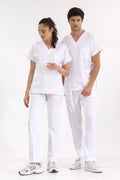 Beyaz Lüks Likralı Greys Alt Üst Takım Doktor Hemşire Scrubs Üniforma