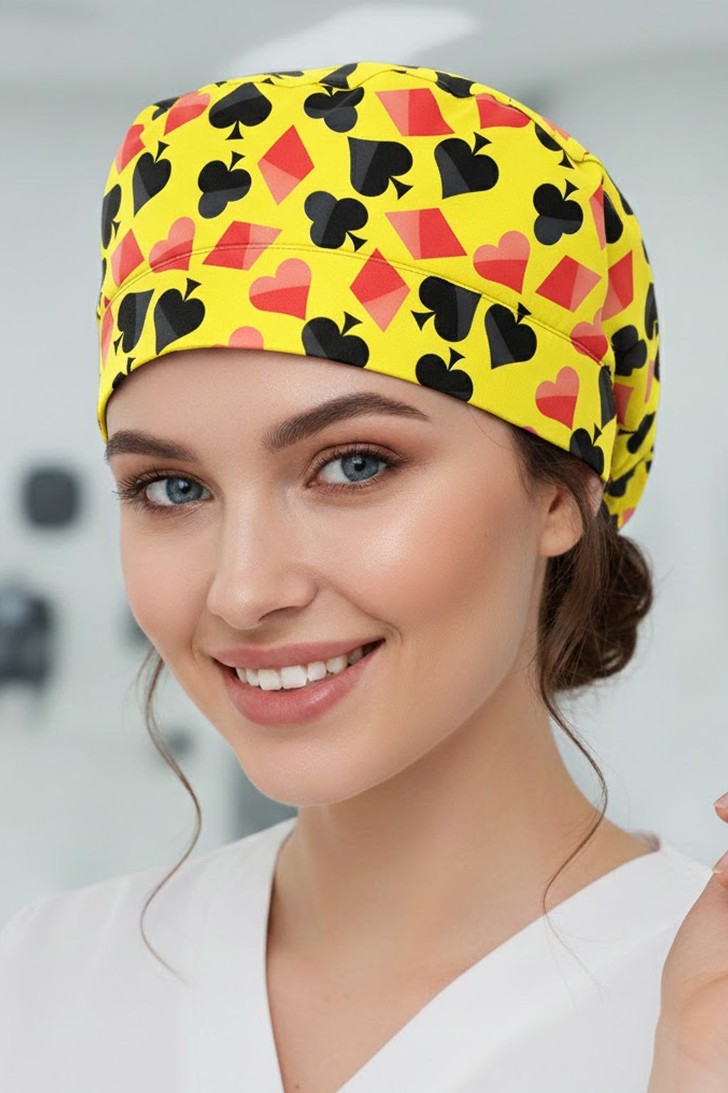 Poker 1 Desenli Cerrahi Bone Unisex – Likralı Doktor Hemşire Bonesi - Poker 1